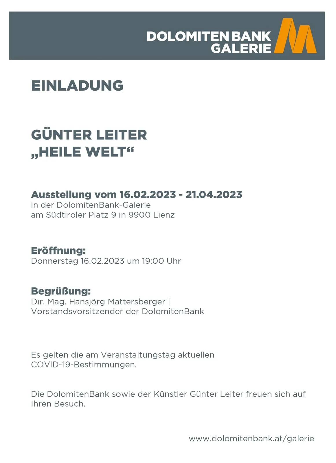Einladung zur Ausstellung heile WELT