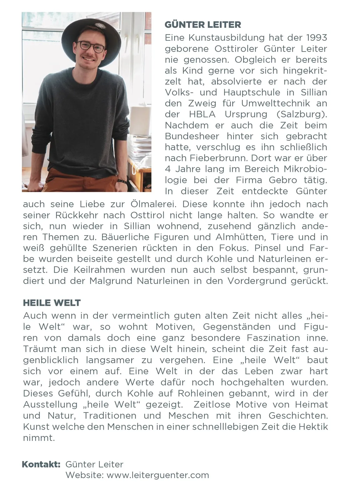 Einladung – Informationen zum Künstler Günter Leiter